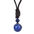 Macro shot of 16-20mm lapis lazuli pendant showing natural golden pyrite textures - Lapis Lazuli
