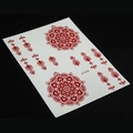 Red henna mandala tattoo sticker J1018 on black background with lace floral patterns - J1018 Red