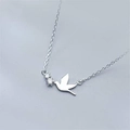 Collana in argento sterling S925 con pendente a colomba e pietre di zircone bianco - Colore Platino (40+5 cm)