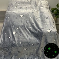 Coperta di flanella grigia con stelle luminose che brillano al buio per la cameretta - Gipsofila blu / 130*150cm