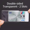 Double-sided transparent card holder with two slots for ID cards and credit cards - 2 Slots - Double-sided Transparent - Small Opening