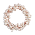 Close-up of a cream white pearl hair tie featuring lustrous beads and golden elastic cord - 4# Peach Pink Pearl Hair Tie