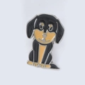 Pin's émaillé chiot dessin animé noir et jaune pour sacs à dos et vêtements - Nouveau Teckel Noir (M10184)