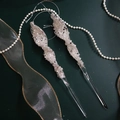 Sparkling silver glass icicle Christmas tree ornaments with beads and sequins - 2Pcs Rhinestone Spiral Large Glass Icicles 20CM