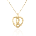 Collana con serpente a forma di cuore placcata oro 18K e zirconi su sfondo bianco - Cuore di Serpente Dorato