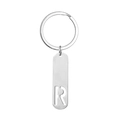 Silver stainless steel bar keychain featuring a hollowed-out letter R design - Letter R