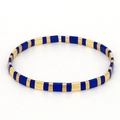 Bracelet minimaliste en perles Tila avec alternance de carreaux bleu marine et dorés - Bleu Foncé Or