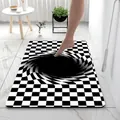 Detail of 3D visual illusion bath mat with black and white checkered vortex pattern - 40*60cm / Silver Gray