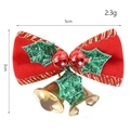 Mini Christmas red velvet bow decoration with gold bells and green holly leaves - Gold Trim Green Leaf