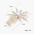Peine de pelo flor estrella dorada con perlas y cristales, dimensiones 6,5 cm x 5,5 cm - Dorado
