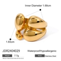 Golden fluid style stainless steel ring with detailed dimensions and waterproof features - Multi-layer Liquid Line Style