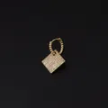Single gold huggie hoop earring with cubic zirconia paved square geometric pendant - Square Pendant Style (341-11#) / Gold