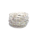 Sparkling silver crystal stretch bracelets with stacked iridescent rhinestones - Silver Multi-layer Stacking Iridescent Rhinestone