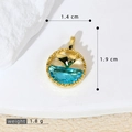 Pendentif queue de baleine plaqué or avec zircons bleus et bordure texturée - Queue de baleine (SMP53113)