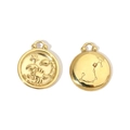 Detail of 14K gold plated Scorpio pendant showing both zodiac relief and star map back - Scorpio