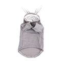 Grey striped pet hoodie with cute rabbit ears made of warm knit fabric for small dogs - S / Grey Bunny Ears Hoodie