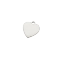 Vue macro d'un pendentif coeur 16x17mm en acier inoxydable poli miroir sur fond blanc - Sans anneau / Acier