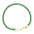 Elegant gold-plated tennis bracelet featuring round-cut green cubic zirconia stones - Green