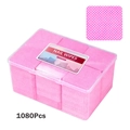 Pink lint-free nail wipes 1080pcs in a clear box for professional manicure and lash care - Deep Pink