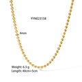 Vue détaillée du collier doré en forme de cœur avec dimensions 4mm de large et 40+5cm long - Collier à Maillons de Coeur(YYN023158) / Doré