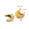 Gold stainless steel crescent moon pendant with grey texture and size specifications - 19*21mm Gold Moon With Colorful Stone - Color 05