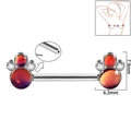 Stainless steel nipple ring with orange textured gem mickey design and size specs - 1.6x14mm (Threadless) / Style 6-Purple Glitter