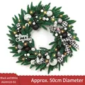 Couronne de Noël noir et blanc avec lumières LED et signe Merry Christmas, diamètre 50cm - 60cm Noir et Blanc