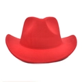 Detail of red wool felt cowboy hat showing wide upturned brim and reinforced stitching - M (56-58cm) / Red