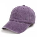 Detailed close-up of vintage washed purple cotton fabric on a baseball cap brim - Purple
