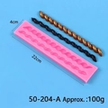Pink silicone mold for 22cm long double rope texture for cake fondant and clay - Style 50-204-A Pink