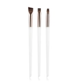 Three-piece makeup brush set with white geometric handles and rose gold ferrule detail - 3Pcs White Gold Diamond Handle Set
