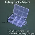 6-grid transparent PP storage box for fishing tackle and craft beads with lid - Fishing 6 Compartments
