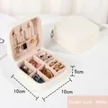 White faux leather jewelry travel case with zipper closure and velvet interior organizer - White Zipper Jewelry Box