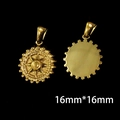 18k gold plated stainless steel sunburst evil eye pendant charm in 16mm size - 16mm Radiant Round Plate