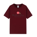 Burgundy short sleeve T-shirt featuring Mother's Day Brunch print on white background - XS / Tops / Burgundy