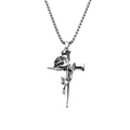Vintage silver metal cross pendant necklace with winding rose flower on white background - Double-Sided Rose Cross Pendant (No Chain)
