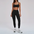 Conjunto de yoga negro de dos piezas con leggings de cintura alta y top deportivo - S / Sujetador Deportivo + Leggings - Negro