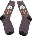 Detailed knit of crew socks featuring a retro cartoon panda with hat and tie on purple base - 8-Purple Gentleman Giant Panda