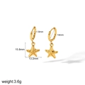 Detailed size and weight specs for gold stainless steel starfish hoop earrings - Starfish Pendant Hoop Earrings (TE6893)