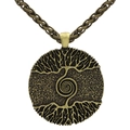 Collier avec pendentif double face Arbre de Vie Viking en finition bronze vintage - Chaîne en Huit / Bronze Antique