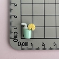 Miniature resin cold drink charm with lemon slice shown on scale for precise sizing - Lemon Tea