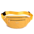 Fashionable yellow nylon waist bag with multi-layer zipper pockets and adjustable strap - Yellow (2 Zippers)