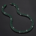 Hip-hop 12mm Cubaanse schakelketting met groene strass-steentjes en stevige vierkante sluiting - 8 inch (20cm) / Gun-zwart Groene Diamant