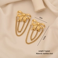 Golden bow tassel earrings in stainless steel on a soft minimalist fabric background - 5# Bowknot (Gold)