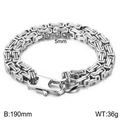 Pulsera bizantina de acero inoxidable plateado para hombre, ancho de 5mm y largo de 190mm - 5mm de Ancho - 19cm de Largo (KB152834-Z)