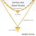 Zweilagige, 18 Karat vergoldete Edelstahl-Halsketten mit Herzanhängern für Damen - 18K Gold / Gold