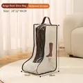 Beige houndstooth long boot dust bag with transparent window and handle 28x22x48cm - Wide Long Beige / 22*28*48cm