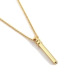 Collier minimaliste en or 18 carats avec pendentif cylindre et zircon étincelant - Doré