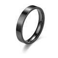 Minimalist black titanium steel ring with high-polished mirror finish in a neutral style - Black - 4mm Flat Panel / Size 7