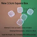 Macro detail of transparent plastic storage box with 3.5x3.5x1.8cm dimensions - (this Perler Beads Set Is Not Suitable) New 3.5 Square Box / 3.5*3.5*1.8cm